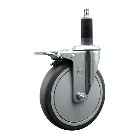 Service Caster 6'' Thermoplastic Rubber Swivel 1-1/8'' Expanding Stem Caster Total Lock Brake SCC-EXTTL20S614-TPRB-118
